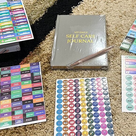 Planner, Journal, Notebook, Self Help, Budgeting - 2 Notebooks/pen/stickers NWT - Picture 1 of 16